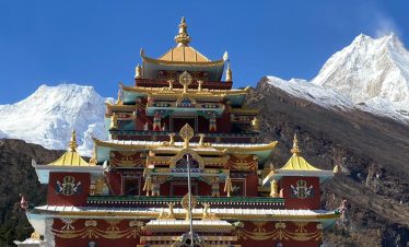A glimpse of a beautiful monastery from the manaslu trek in Nepal by Igloo Himalay Treks