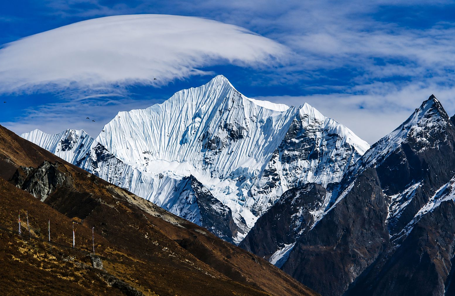Snow-covered Himalayan peaks seen during Yala Peak Climbing Trek in Nepal